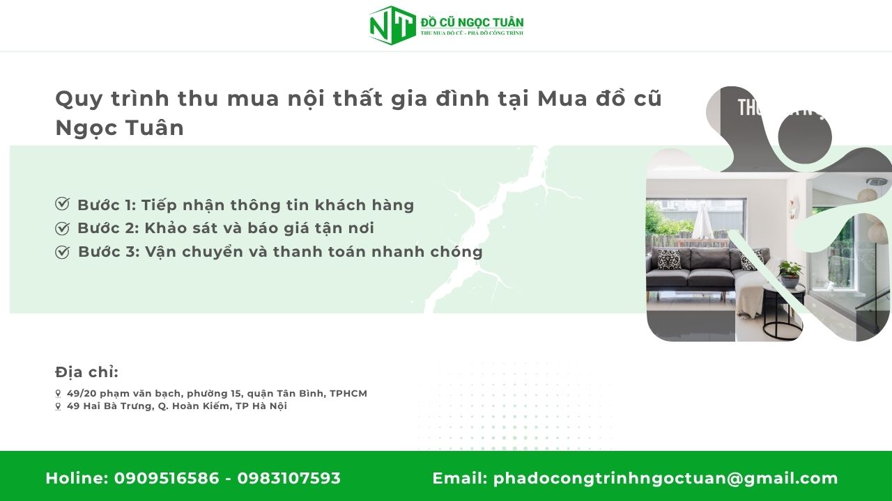 Quy trình thu mua nội thất gia đình tại Mua đồ cũ Ngọc Tuân