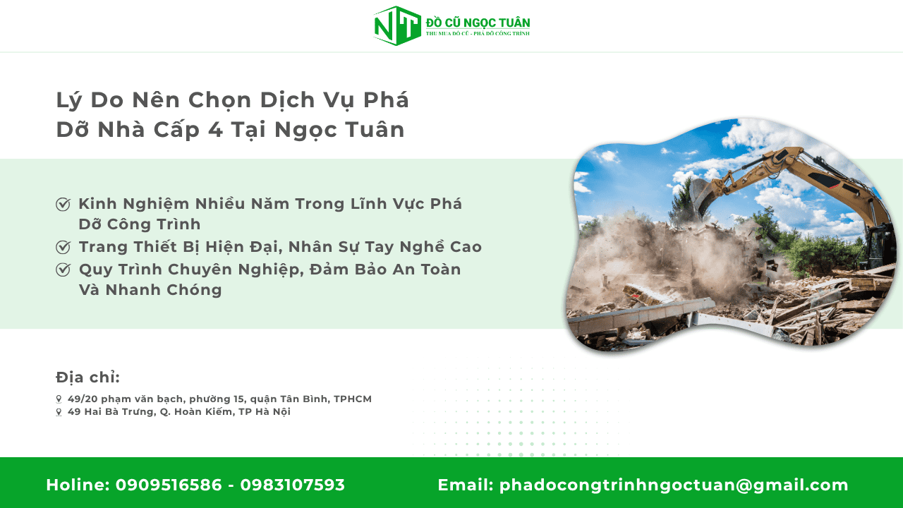 Lý Do Nên Chọn Dịch Vụ Phá Dỡ Nhà Cấp 4 Tại Ngọc Tuân