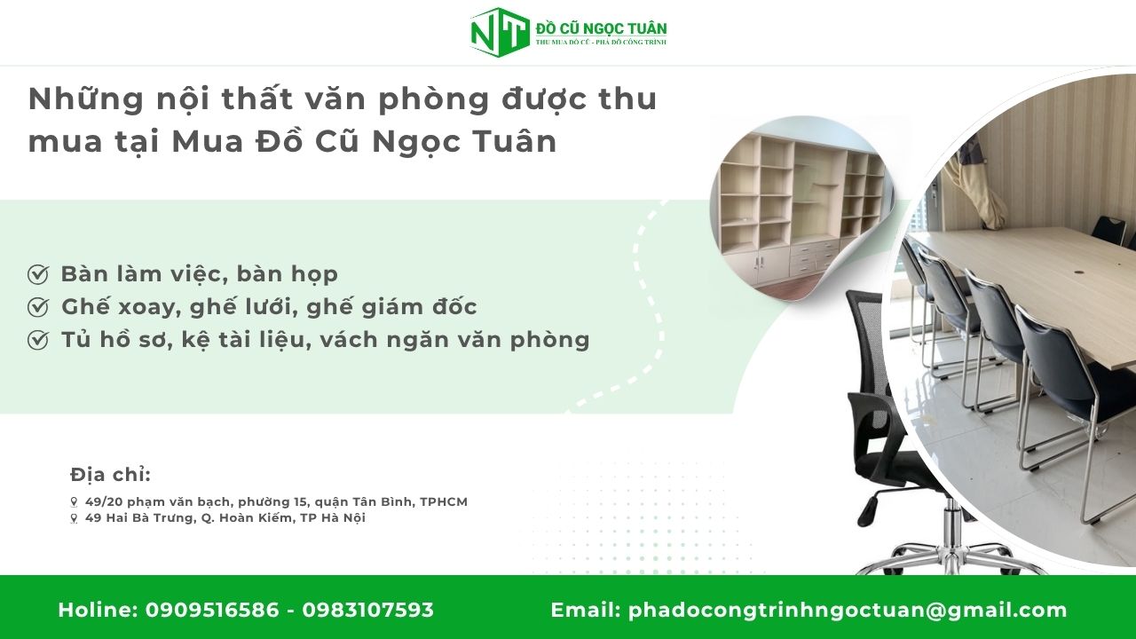 Những nội thất văn phòng được thu mua tại Mua Đồ Cũ Ngọc Tuân