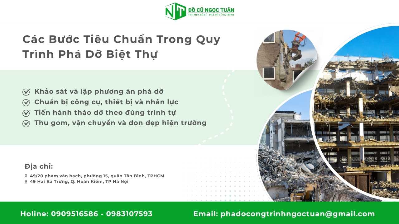 Các Bước Tiêu Chuẩn Trong Quy Trình Phá Dỡ Biệt Thự