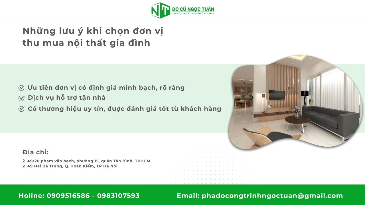 Những lưu ý khi chọn đơn vị thu mua nội thất gia đình