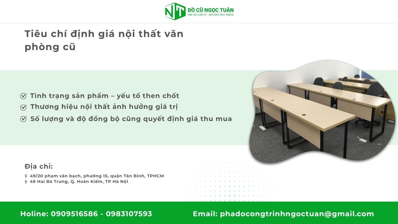 Tiêu chí định giá nội thất văn phòng cũ