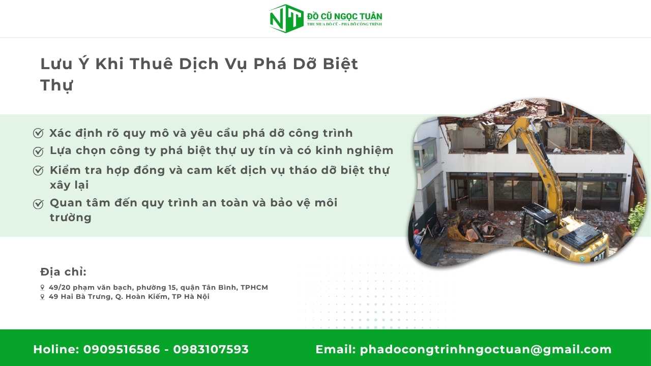 Lưu Ý Khi Thuê Dịch Vụ Phá Dỡ Biệt Thự