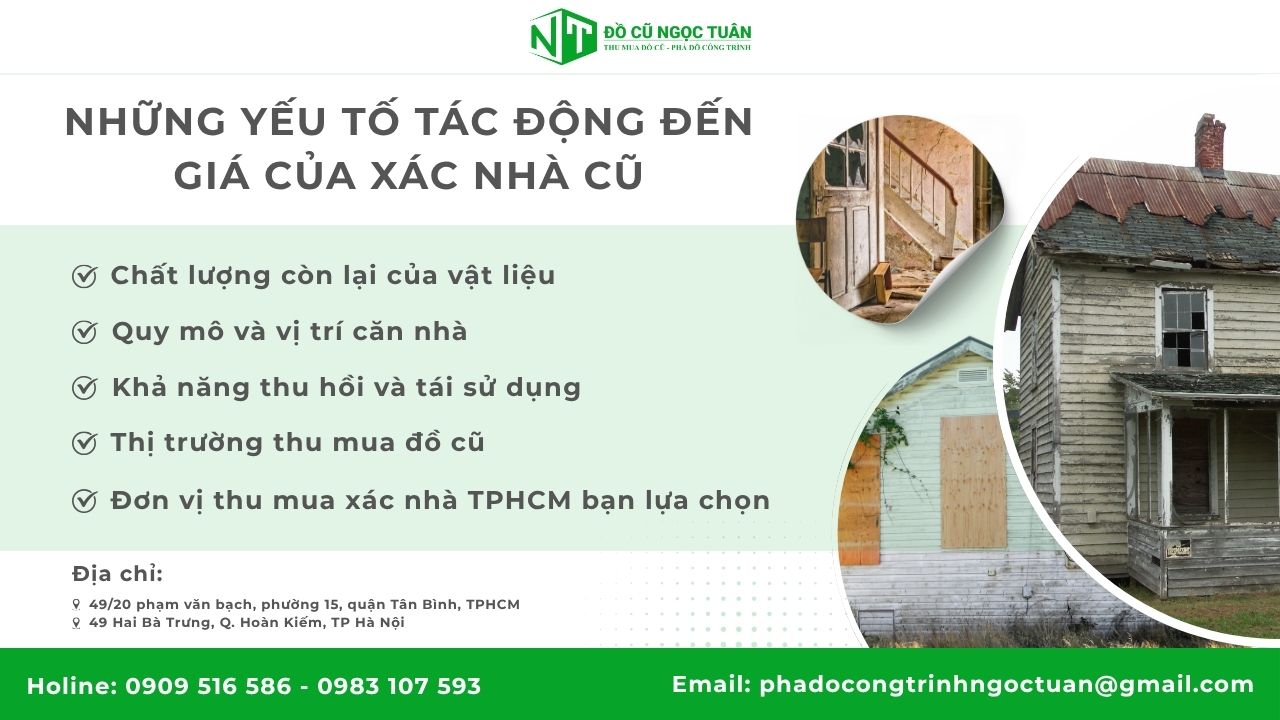 Yếu tố tác động đến giá của xác nhà cũ
