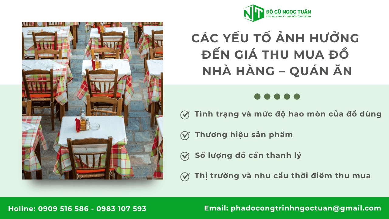 Yếu tố ảnh hưởng đến giá thu mua đồ nhà hàng – quán ăn