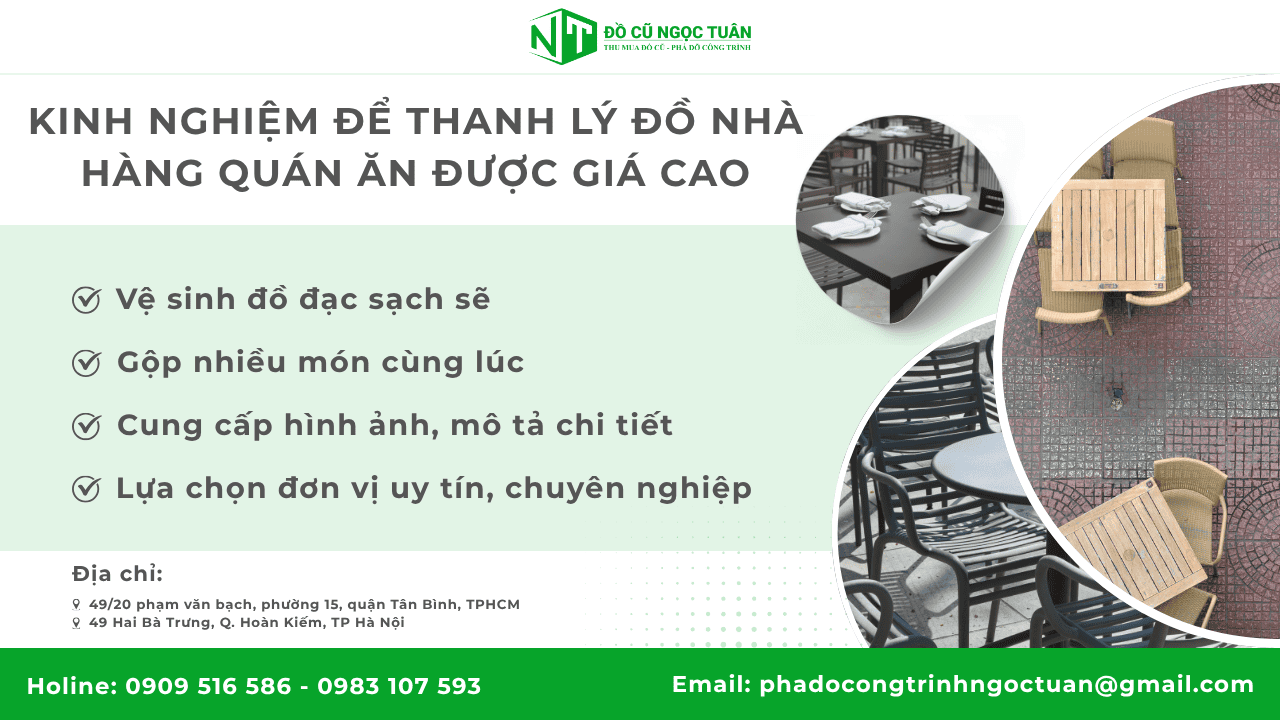 Kinh nghiệm thanh lý đồ nhà hàng quán ăn