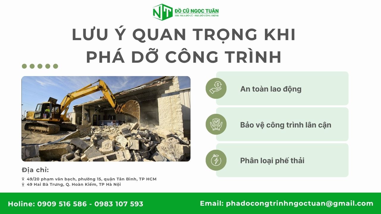 Lưu ý quan trọng khi phá dỡ công trình