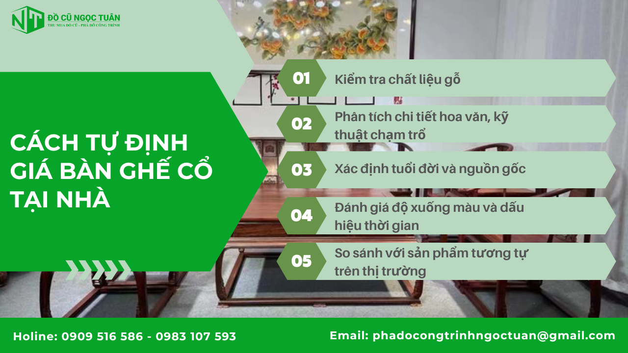 Cách định giá bàn ghế cổ chuẩn và hiệu quả nhất 1 Cách tự định giá bàn ghế cổ tại nhà (mới nhất 2025)