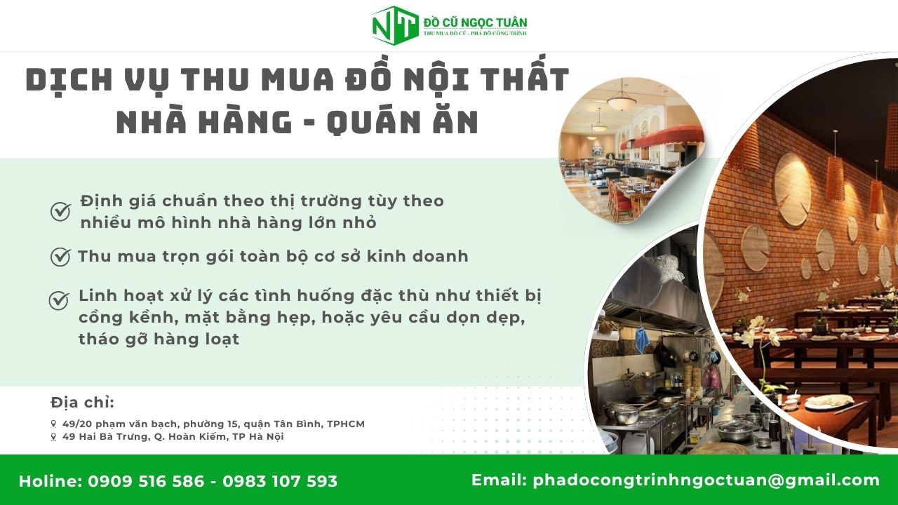 Dịch vụ thu mua nội thất nhà hàng - quán ăn