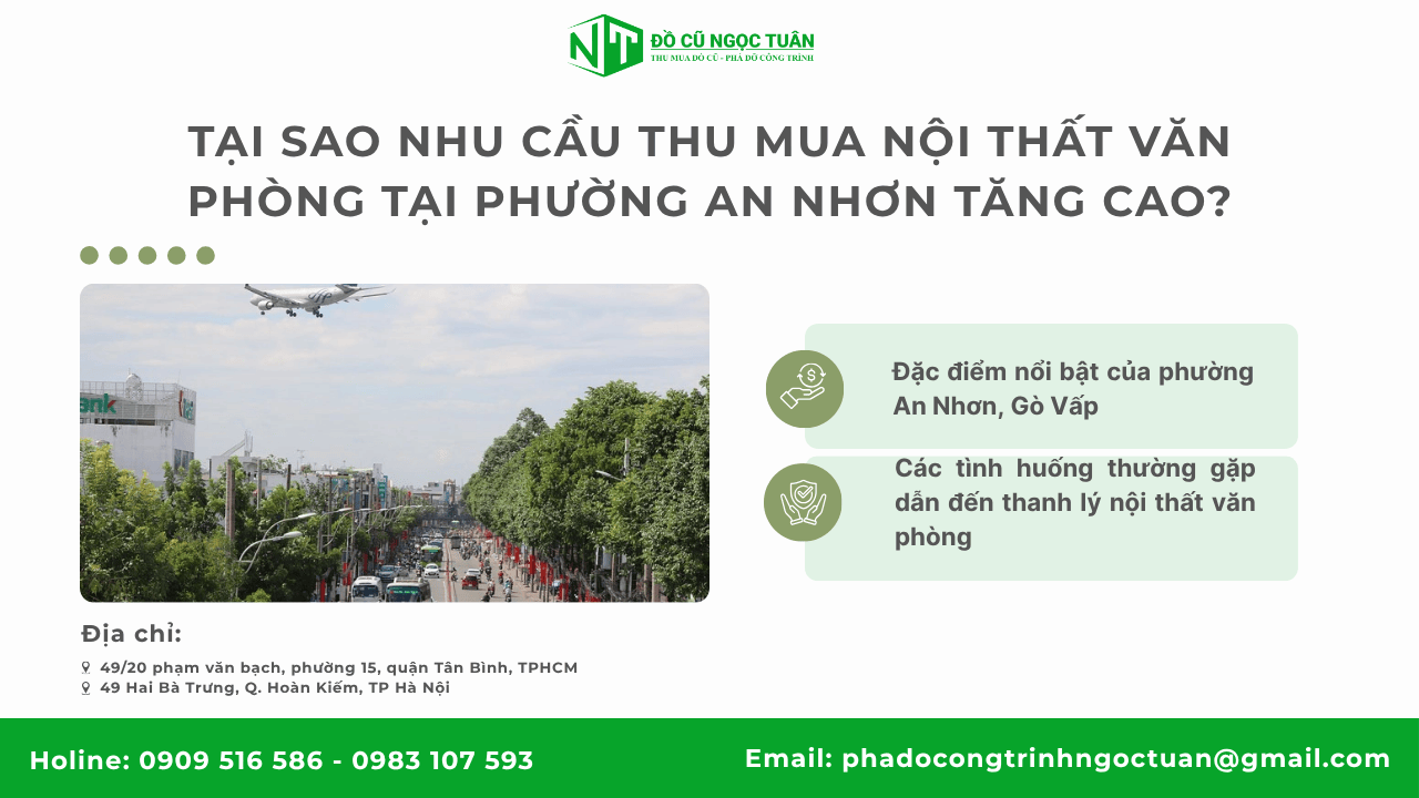 Dịch vụ thu mua nội thất văn phòng phường An Nhơn