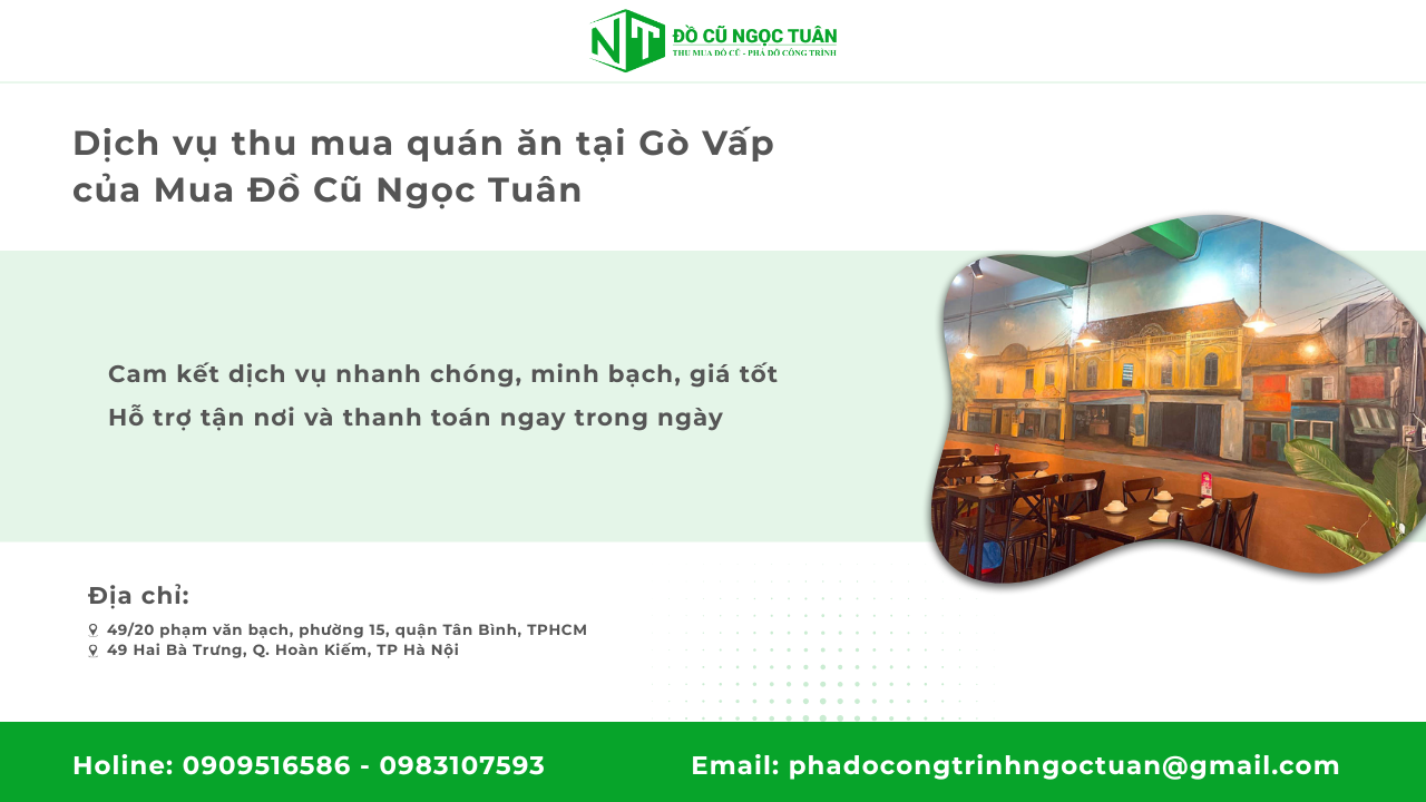 Dịch vụ thu mua quán ăn tại Gò Vấp của Mua Đồ Cũ Ngọc Tuân