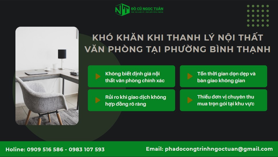 Thu mua nội thất văn phòng phường Bình Thạnh giá cao, nhanh chóng 2 Khó khăn khi thanh lý nội thất văn phòng tại phường Bình Thạnh