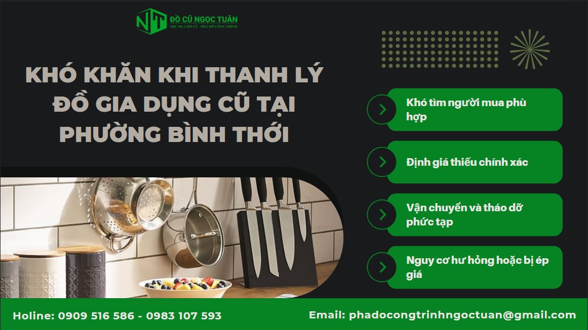 Dịch vụ thu mua đồ gia dụng cũ phường Bình Thới uy tín 2 Khó khăn khi thanh lý đồ gia dụng cũ tại phường Bình Thới