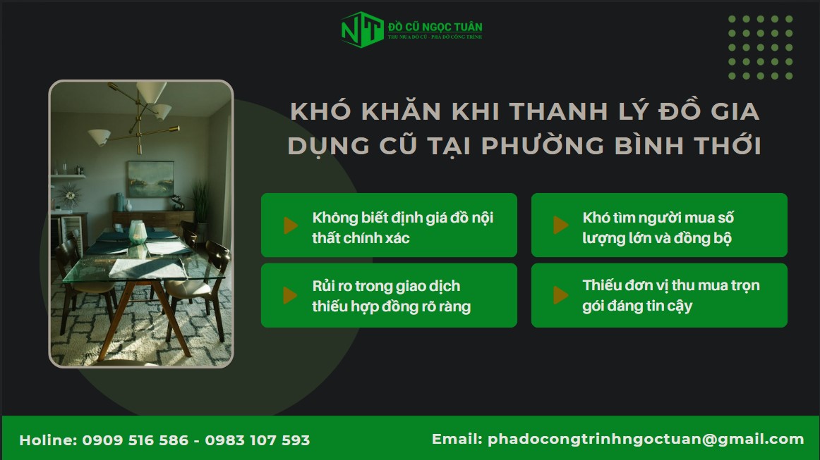 Dịch vụ thu mua nội thất gia đình phường Bình Tiên giá tốt 2 Khó khăn khi tự thanh lý nội thất gia đình phường Bình Tiên
