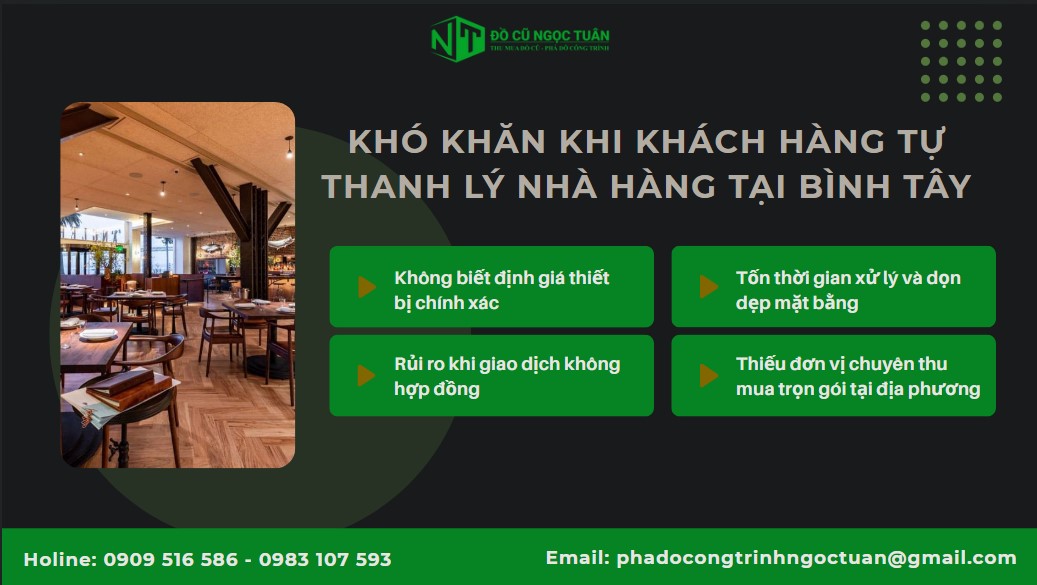 Dịch vụ thu mua nhà hàng phường Bình Tây giá cao, uy tín 2 Khó khăn khi khách hàng tự thanh lý nhà hàng tại Bình Tây