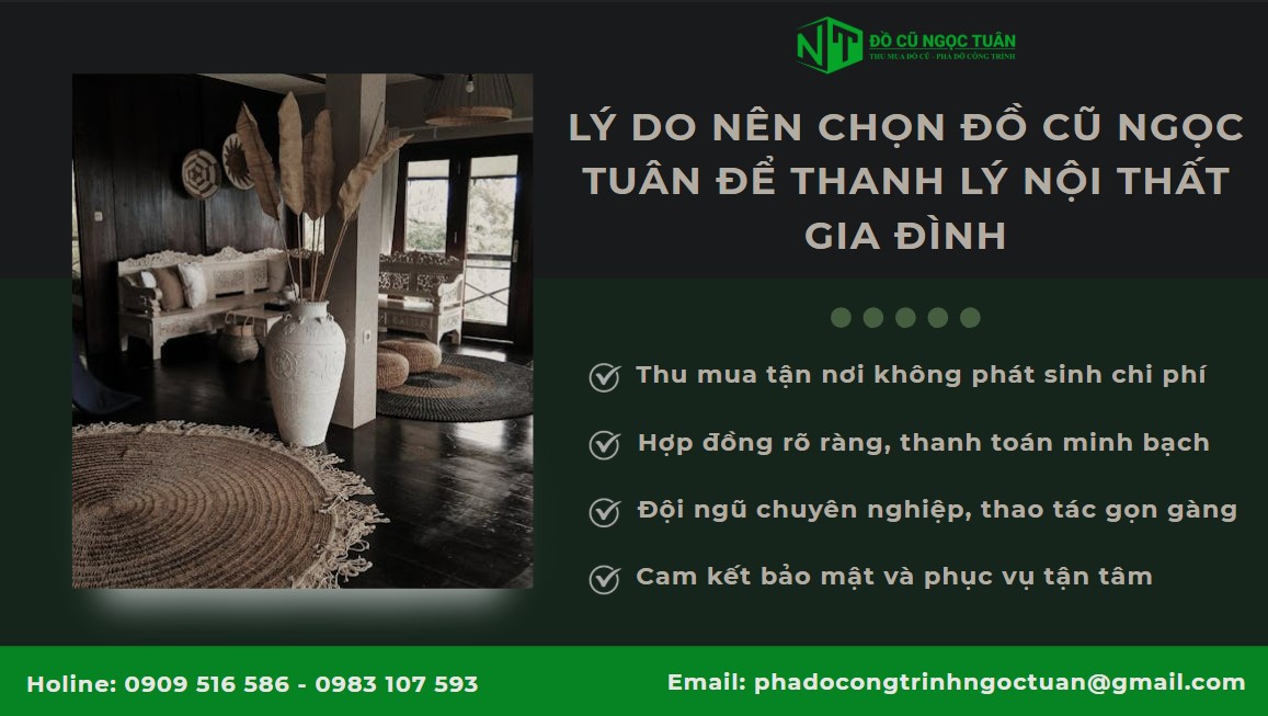 Dịch vụ thu mua nội thất gia đình phường Bình Trị Đông 3 Lý do nên chọn Đồ Cũ Ngọc Tuân để thanh lý nội thất gia đình