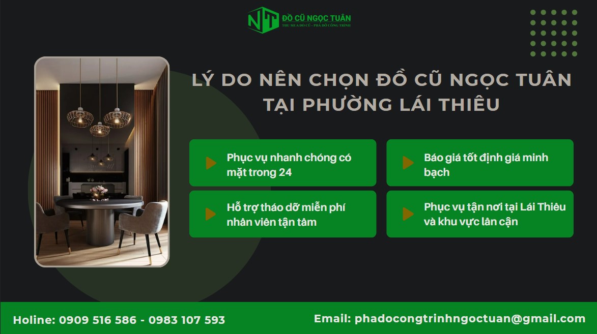 Dịch vụ thu mua nội thất gia đình phường Lái Thiêu 3 Lý do nên chọn Đồ Cũ Ngọc Tuân tại phường Lái Thiêu