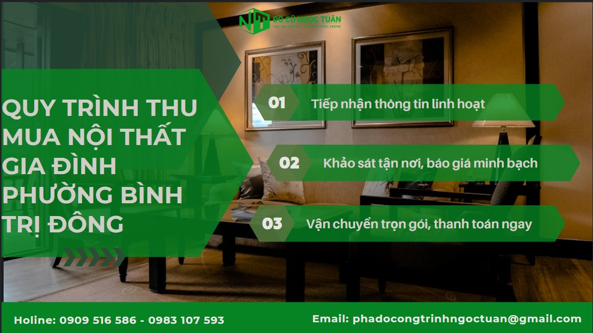 Dịch vụ thu mua nội thất gia đình phường Bình Trị Đông 4 Quy trình thu mua nội thất gia đình phường Bình Trị Đông